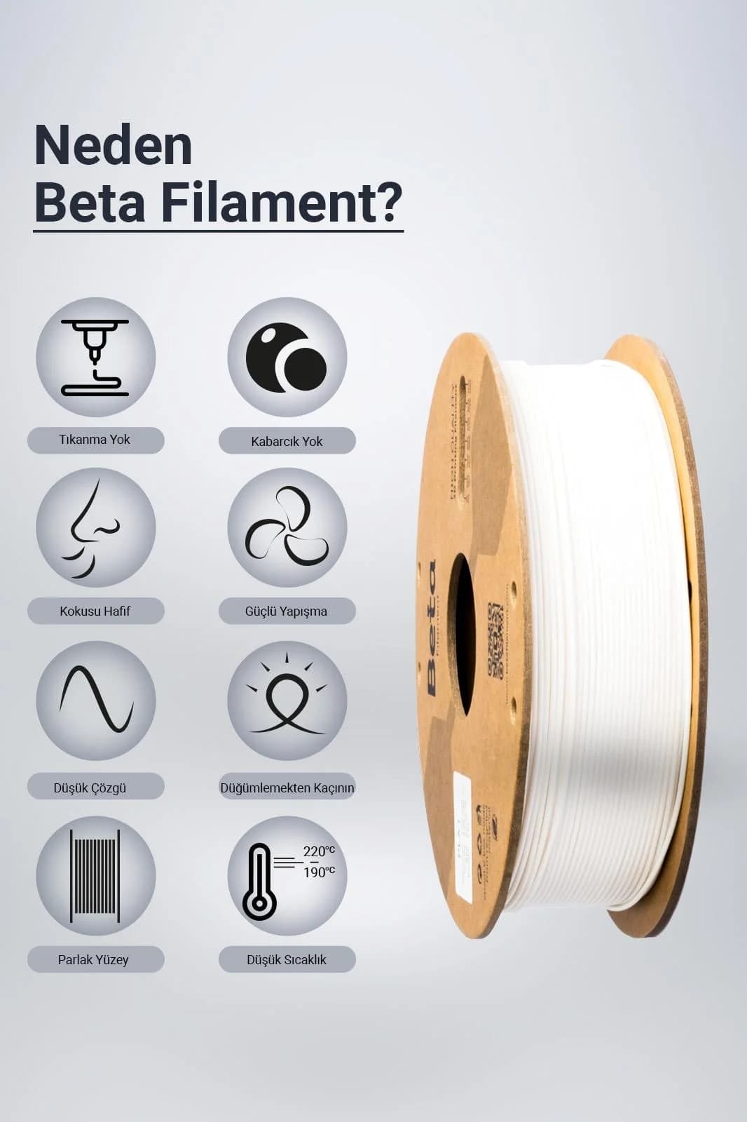 فیلامنت Beta Filament مدل PLA+ سفید فیلامنت Beta Filament مدل PLA+ سفید