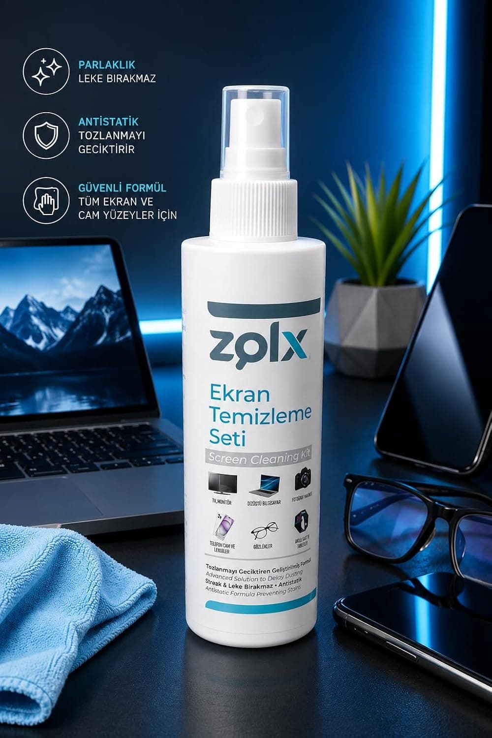 ست تمیزکننده صفحهنمایش zolx همراه با دستمال مدل 250ML ست تمیزکننده صفحهنمایش zolx همراه با دستمال مدل 250ML