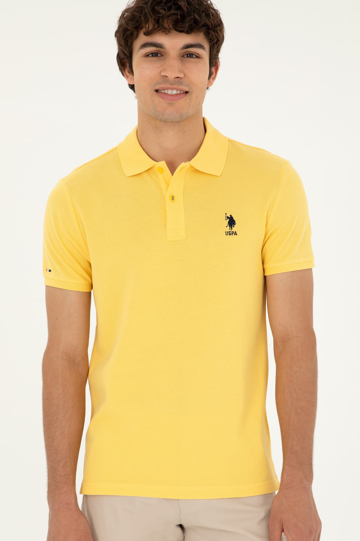 تیشرت مردانه U.S. Polo Assn. فیت اسلیم یقه پولو زرد بیسیک مدل 50279613-VR044 تیشرت مردانه U.S. Polo Assn. فیت اسلیم یقه پولو زرد بیسیک مدل 50279613-VR044