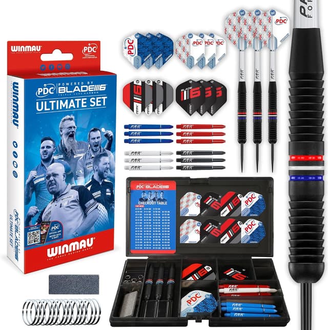 ست دارت نوک فلزی برنجی حرفهای WINMAU 22g مدل PDC Ultimate Set همراه لوازم جانبی ست دارت نوک فلزی برنجی حرفهای WINMAU 22g مدل PDC Ultimate Set همراه لوازم جانبی