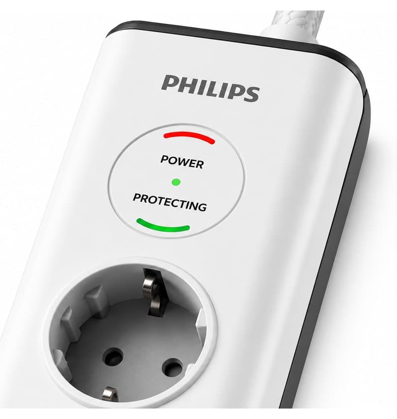 پریز برق محافظدار Philips 4 خانه 600J 2m مدل SPN7040WA/62 پریز برق محافظدار Philips 4 خانه 600J 2m مدل SPN7040WA/62