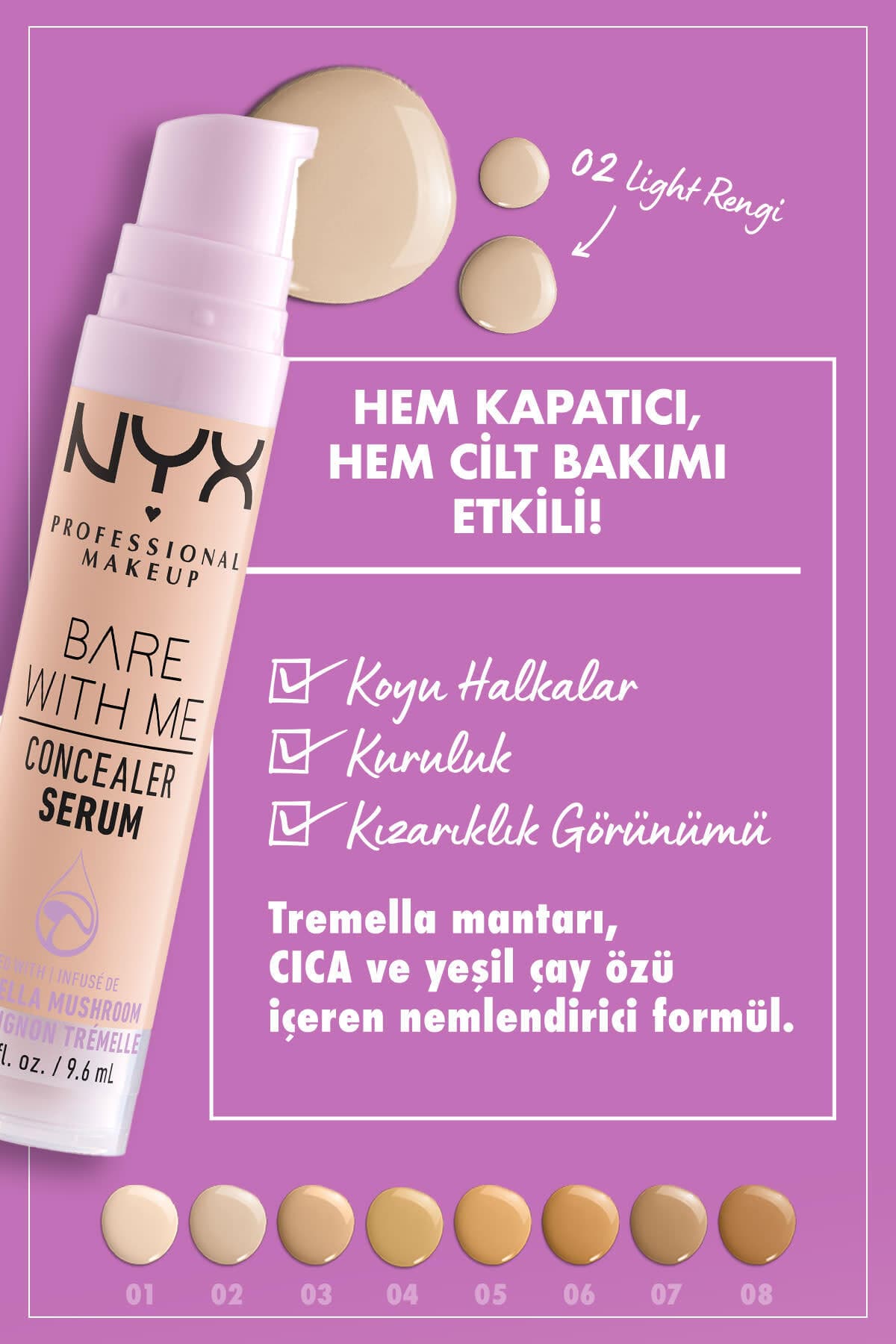 کانسیلر سرمی NYX Professional Makeup Bare With Me رنگ 02 Light کانسیلر سرمی NYX Professional Makeup Bare With Me رنگ 02 Light