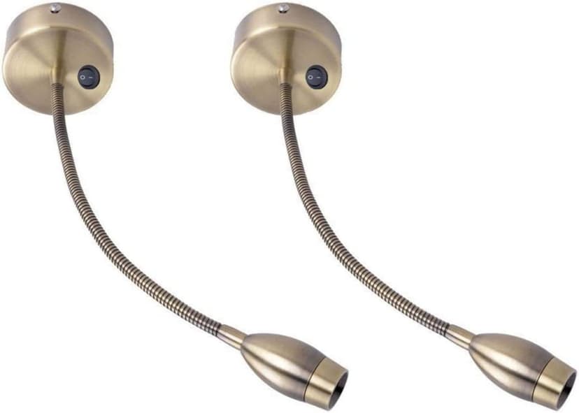 چراغ مطالعه LED دیواری ZMH گردنی برنزی 2.7 W 3000 K چراغ مطالعه LED دیواری ZMH گردنی برنزی 2.7 W 3000 K