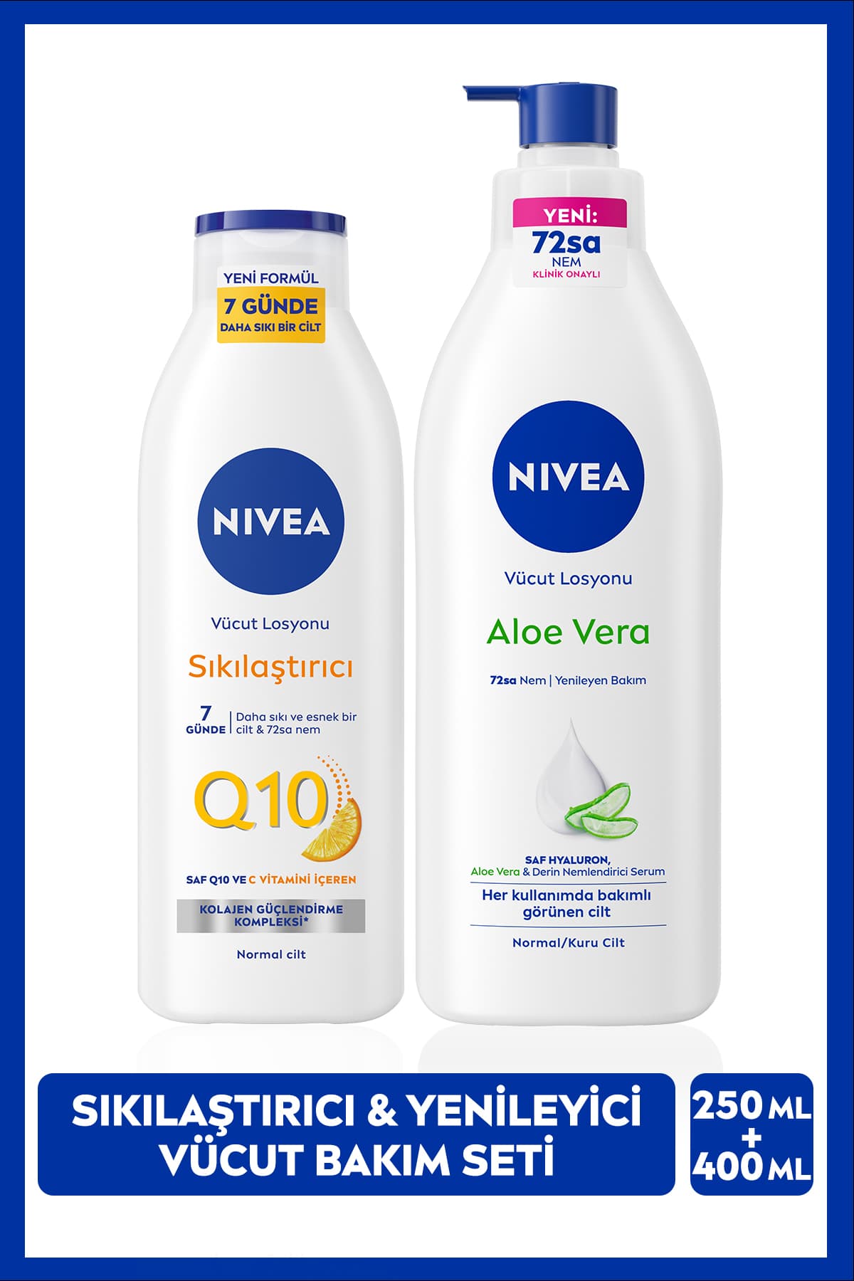 لوسیون بدن NIVEA با Q10 سفتکننده 250ml و آلوئه ورا نمرسان 400ml لوسیون بدن NIVEA با Q10 سفتکننده 250ml و آلوئه ورا نمرسان 400ml