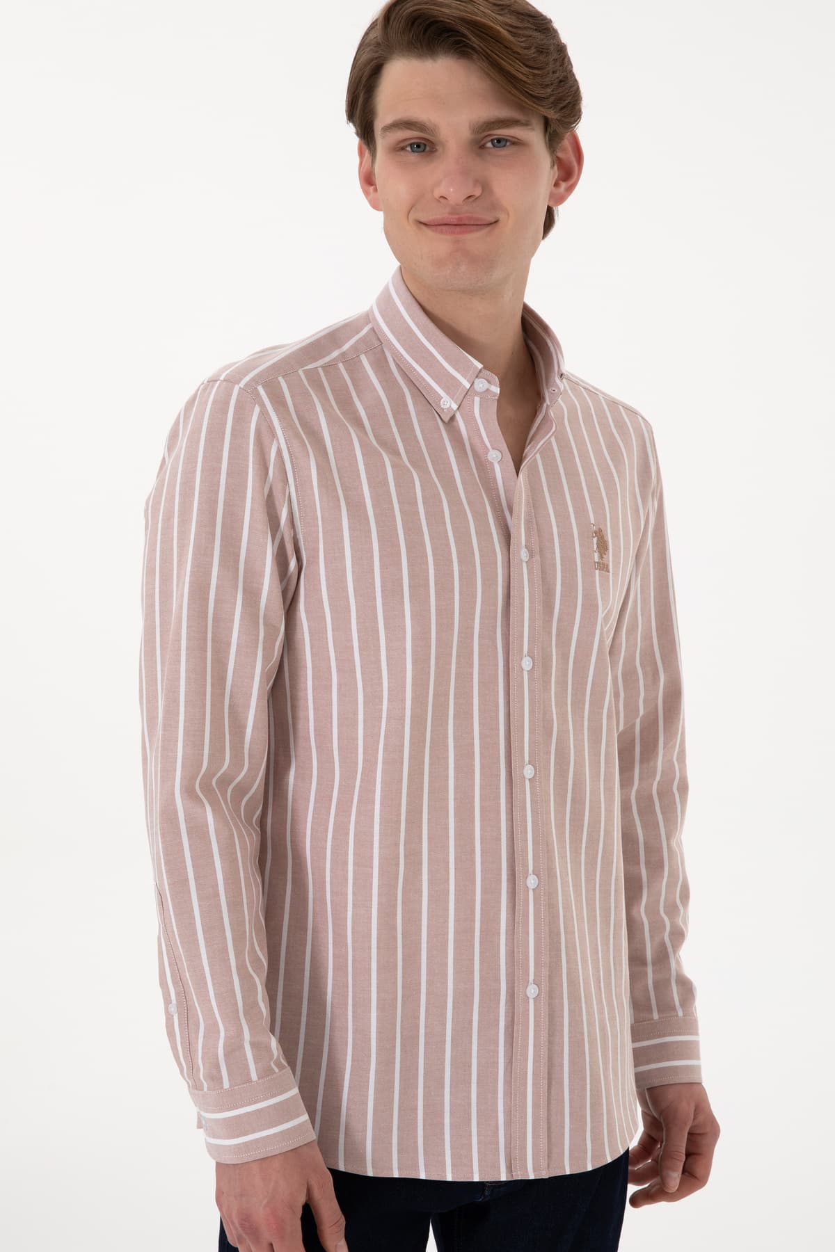 پیراهن مردانه U.S. Polo Assn. راهراه شتری آستینبلند مدل 50306347-VR015 پیراهن مردانه U.S. Polo Assn. راهراه شتری آستینبلند مدل 50306347-VR015