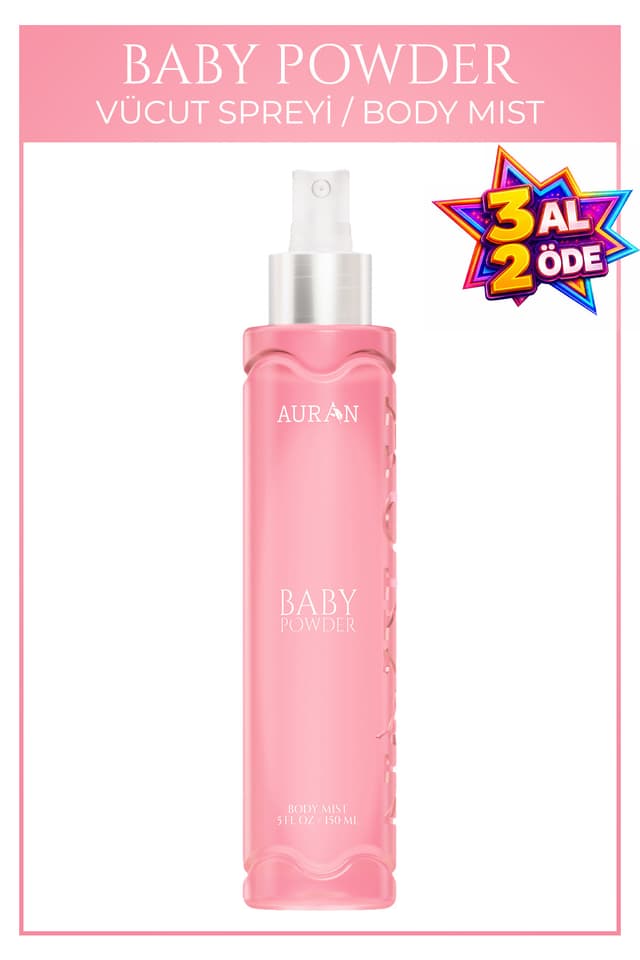 بادیمیست زنانه AURAN با رایحه پودر بچه 150ml بادیمیست زنانه AURAN با رایحه پودر بچه 150ml