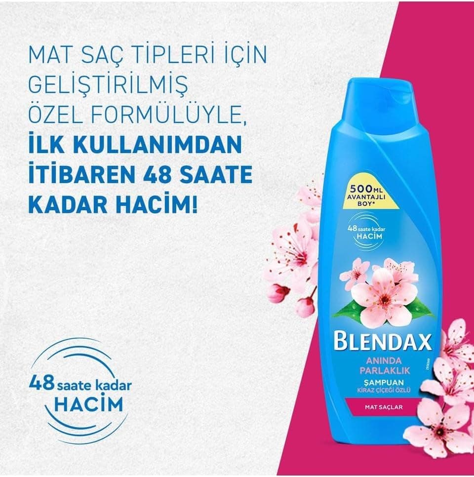 شامپو BLENDAX با عصاره شکوفه گیلاس برای درخشش و نرمی فوری 500 ml شامپو BLENDAX با عصاره شکوفه گیلاس برای درخشش و نرمی فوری 500 ml