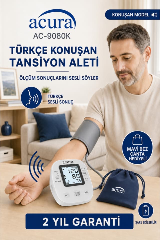 دستگاه فشارسنج بازویی Acura شارژی با صدای ترکی کیف هدیه مدل AC-9080K دستگاه فشارسنج بازویی Acura شارژی با صدای ترکی کیف هدیه مدل AC-9080K