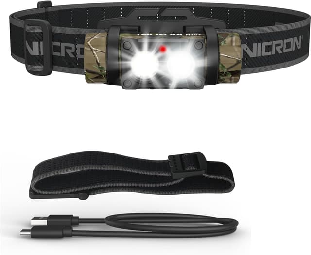 چراغ پیشانی شارژی NICRON 1600 lumens آلومینیومی چرخان 180° ضدآب مدل H35+ استتاری چراغ پیشانی شارژی NICRON 1600 lumens آلومینیومی چرخان 180° ضدآب مدل H35+ استتاری