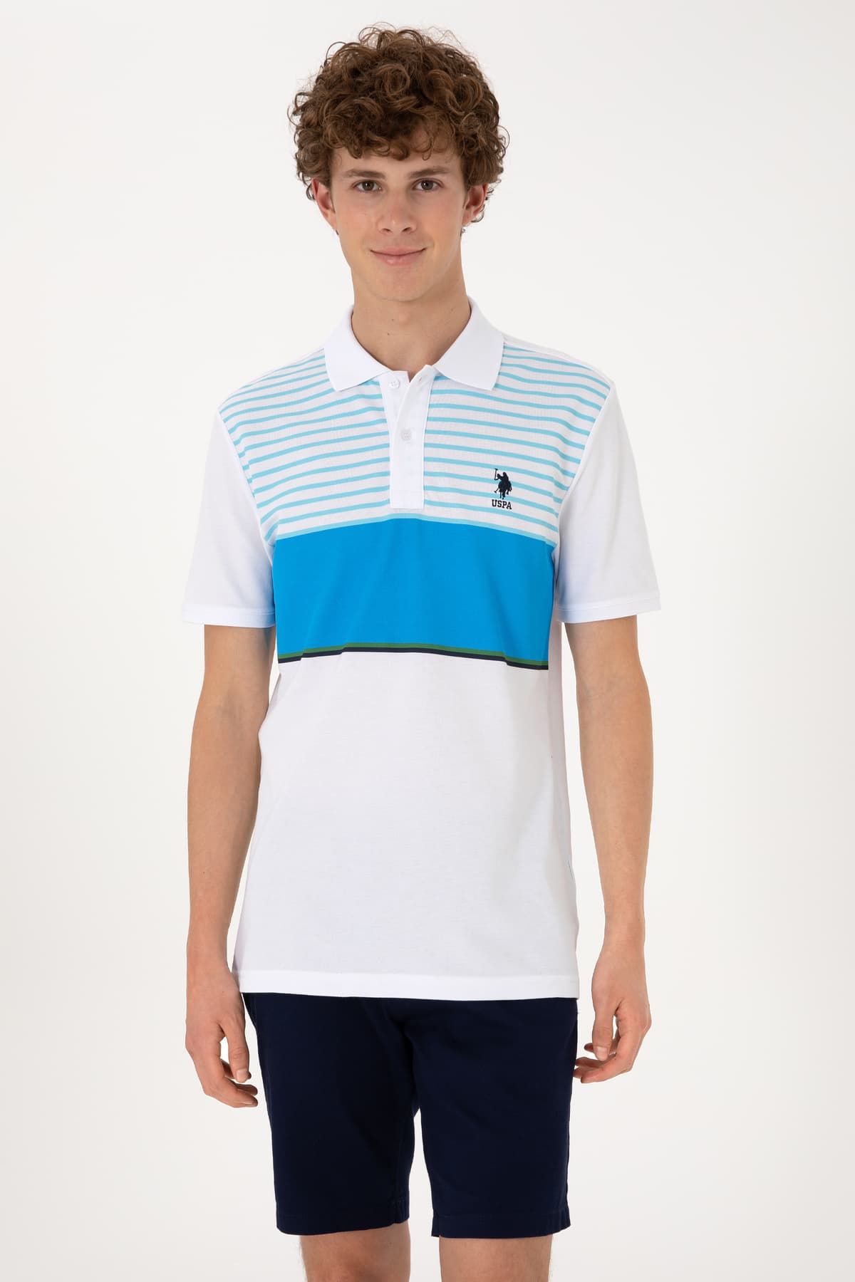 تیشرت یقهدار مردانه U.S. Polo Assn. فیت معمولی فیروزهای مدل 50306861-VR093 تیشرت یقهدار مردانه U.S. Polo Assn. فیت معمولی فیروزهای مدل 50306861-VR093