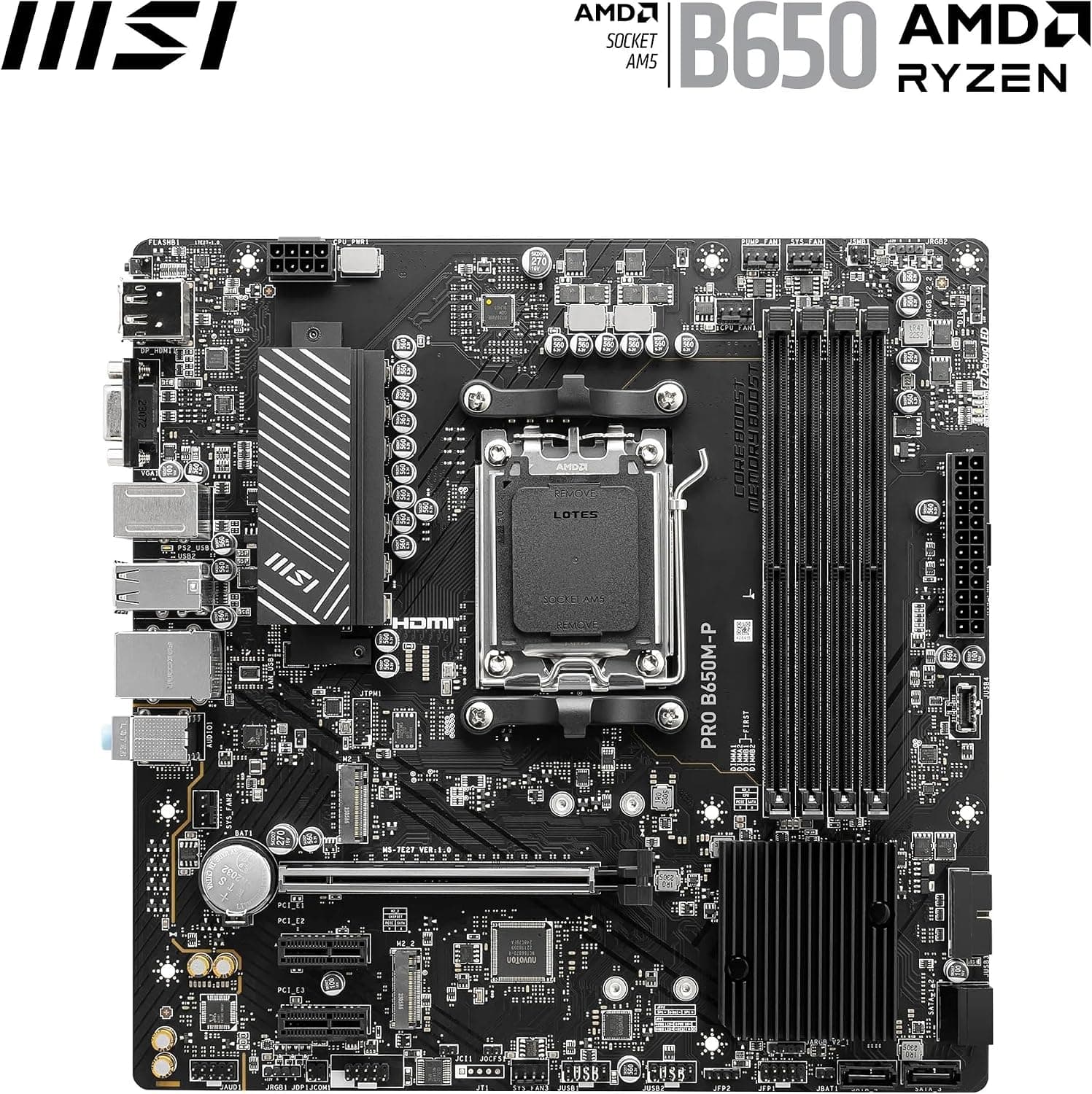 مادربرد MSI با سوکت AM5 و چیپست AMD B650 مدل B650M-P مشکی مادربرد MSI با سوکت AM5 و چیپست AMD B650 مدل B650M-P مشکی