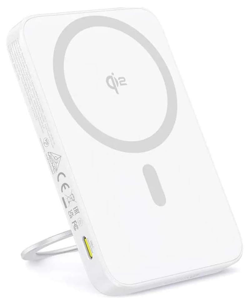 پاوربانک مغناطیسی Baseus با پایه چرخان Qi2 مدل PicoGo 5.000 mAh 20W سفید پاوربانک مغناطیسی Baseus با پایه چرخان Qi2 مدل PicoGo 5.000 mAh 20W سفید