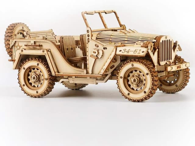 پازل سه بعدی چوبی ساختنی بزرگسالان و کودکان ROKR خودروی مکانیکی مدل Army Field Car پازل سه بعدی چوبی ساختنی بزرگسالان و کودکان ROKR خودروی مکانیکی مدل Army Field Car