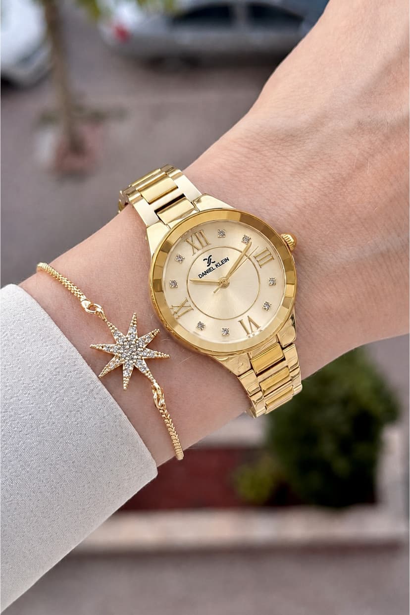 ساعت مچی زنانه Daniel Klein با صفحه زرد و بند طلایی 30mm ساعت مچی زنانه Daniel Klein با صفحه زرد و بند طلایی 30mm