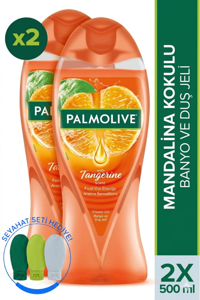 ژل دوش 2 عددی Palmolive Aroma Sensations با رایحه ماندارین 500 ml + کیت سفر هدیه ژل دوش 2 عددی Palmolive Aroma Sensations با رایحه ماندارین 500 ml + کیت سفر هدیه