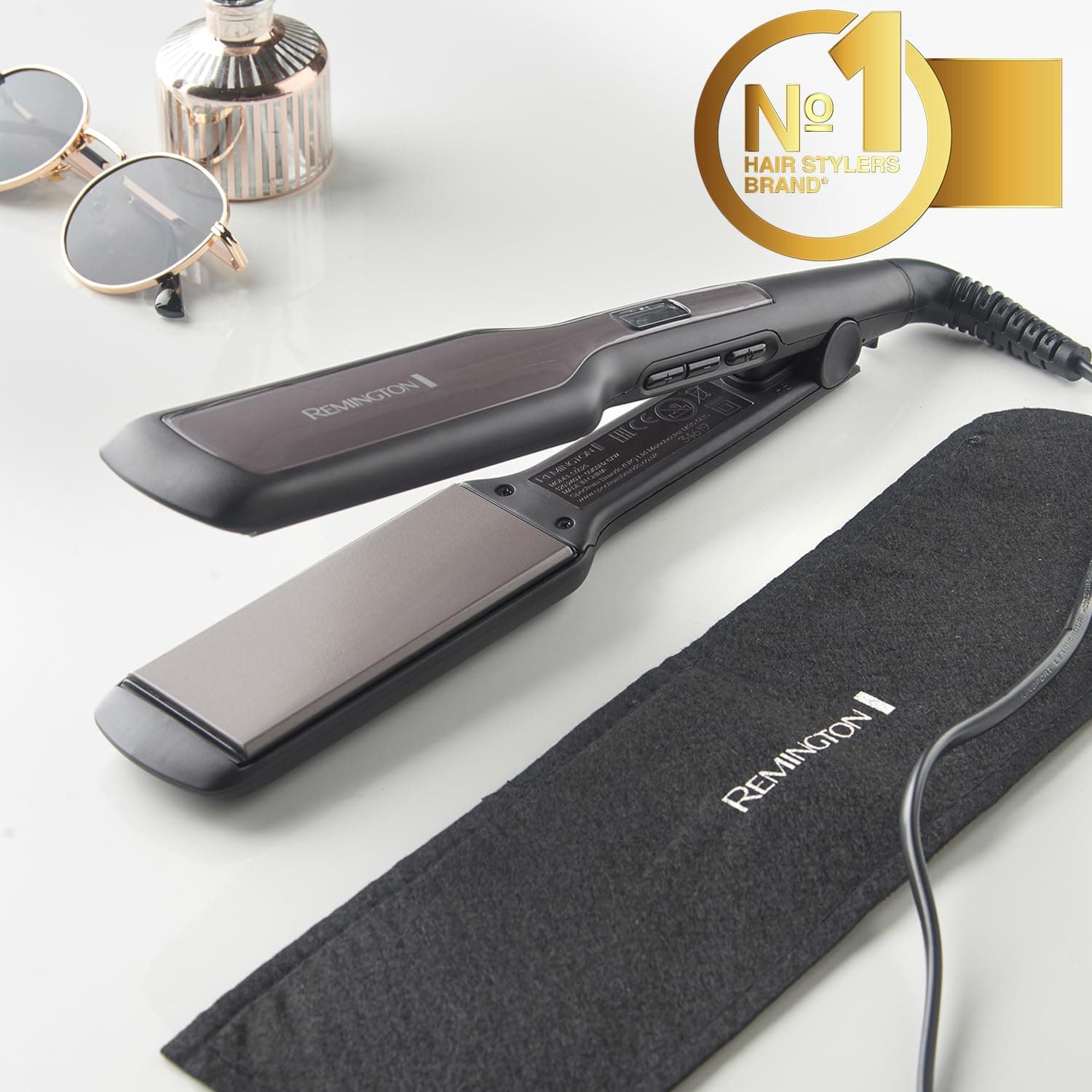 اتو مو Remington Pro Ceramic مدل S5525 صفحه سرامیکی پهن کنترل دمای دیجیتال مشکی اتو مو Remington Pro Ceramic مدل S5525 صفحه سرامیکی پهن کنترل دمای دیجیتال مشکی