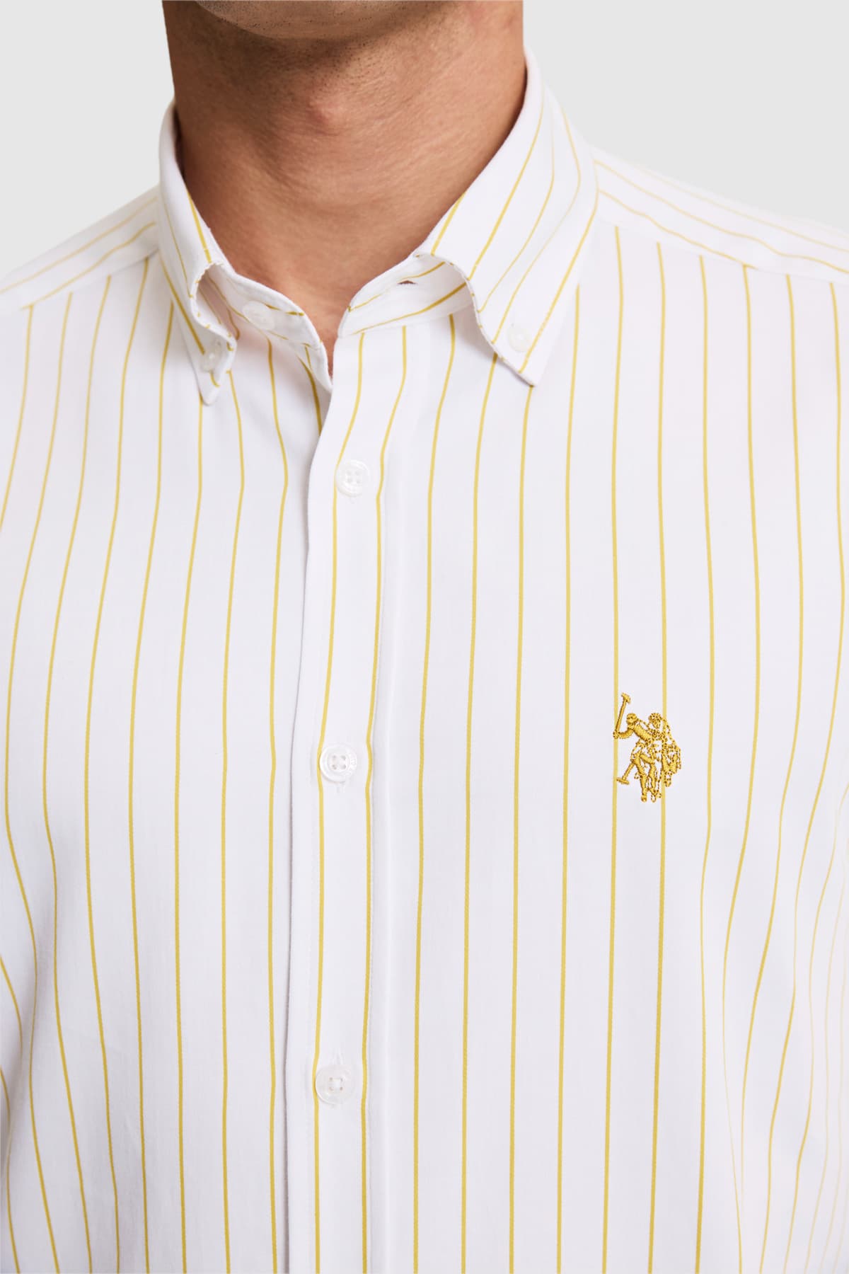 پیراهن مردانه U.S. Polo Assn. آستین بلند راهراه سبز زیتونی مدل 50324745-VR235 پیراهن مردانه U.S. Polo Assn. آستین بلند راهراه سبز زیتونی مدل 50324745-VR235
