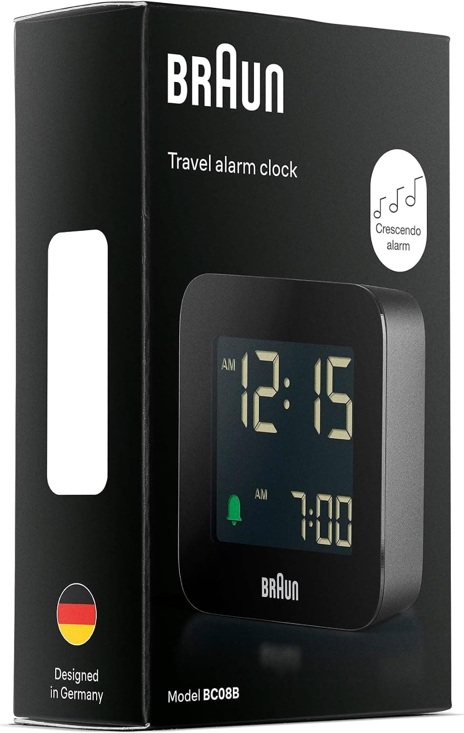 ساعت زنگدار دیجیتال سفری Braun مشکی با آلارم Crescendo، نمایشگر LCD منفی و تنظیم سریع، مدل BC08B ساعت زنگدار دیجیتال سفری Braun مشکی با آلارم Crescendo، نمایشگر LCD منفی و تنظیم سریع، مدل BC08B