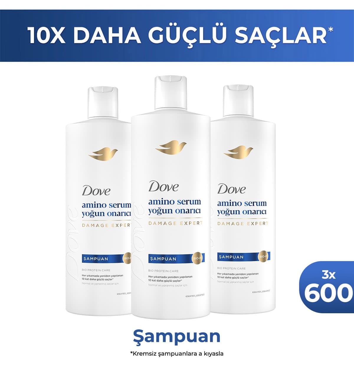 شامپو Dove Amino Serum ترمیمکننده شدید 600 ml x3 شامپو Dove Amino Serum ترمیمکننده شدید 600 ml x3