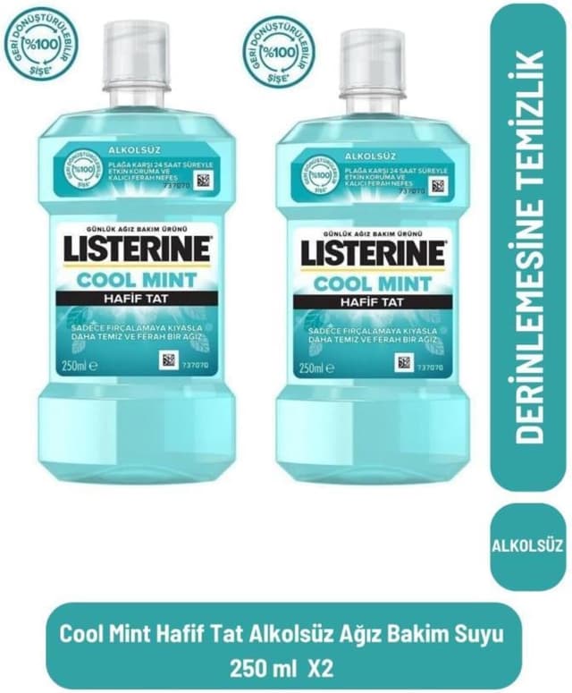 دهانشویه Listerine با طعم Cool Mint ملایم و بدون الکل 250 Ml X2 دهانشویه Listerine با طعم Cool Mint ملایم و بدون الکل 250 Ml X2