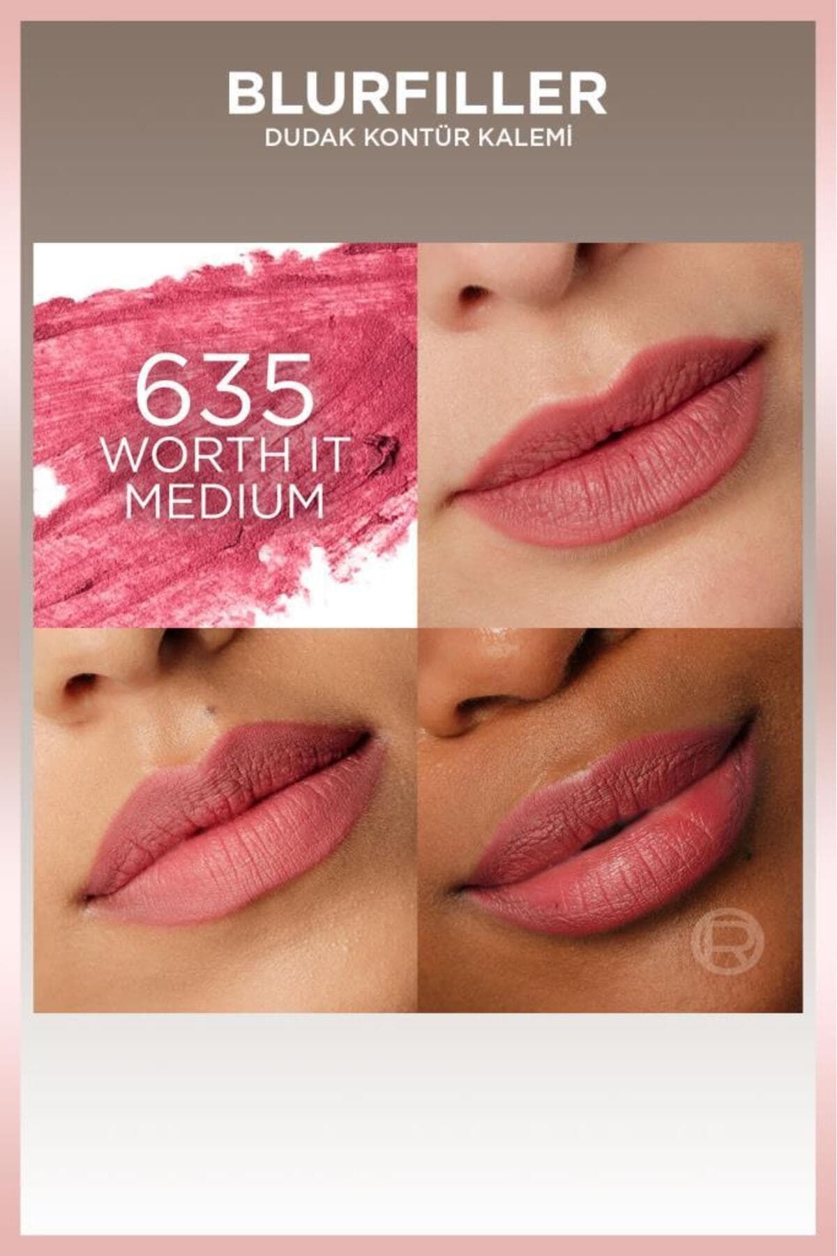مداد کانتور لب L'Oreal Paris Blurfiller مدل 635 Worth It Medium مداد کانتور لب L'Oreal Paris Blurfiller مدل 635 Worth It Medium