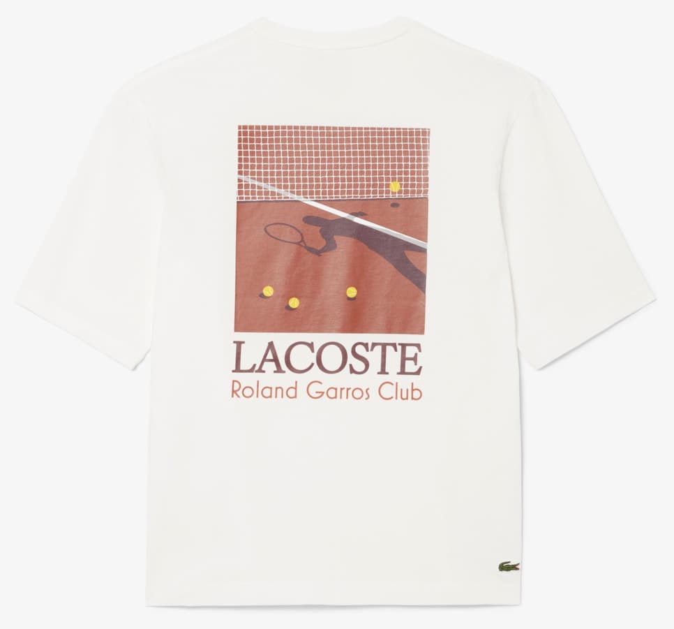 تیشرت مردانه Lacoste فیت ریلکس چاپدار سفید Roland-Garros تیشرت مردانه Lacoste فیت ریلکس چاپدار سفید Roland-Garros