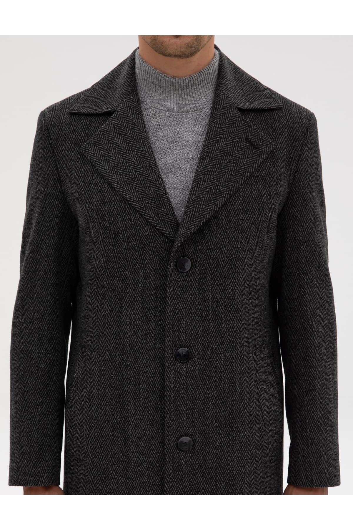 پالتو مردانه Pierre Cardin پشمی طرح جناغی زغالی مدل 50312684-VR006 پالتو مردانه Pierre Cardin پشمی طرح جناغی زغالی مدل 50312684-VR006