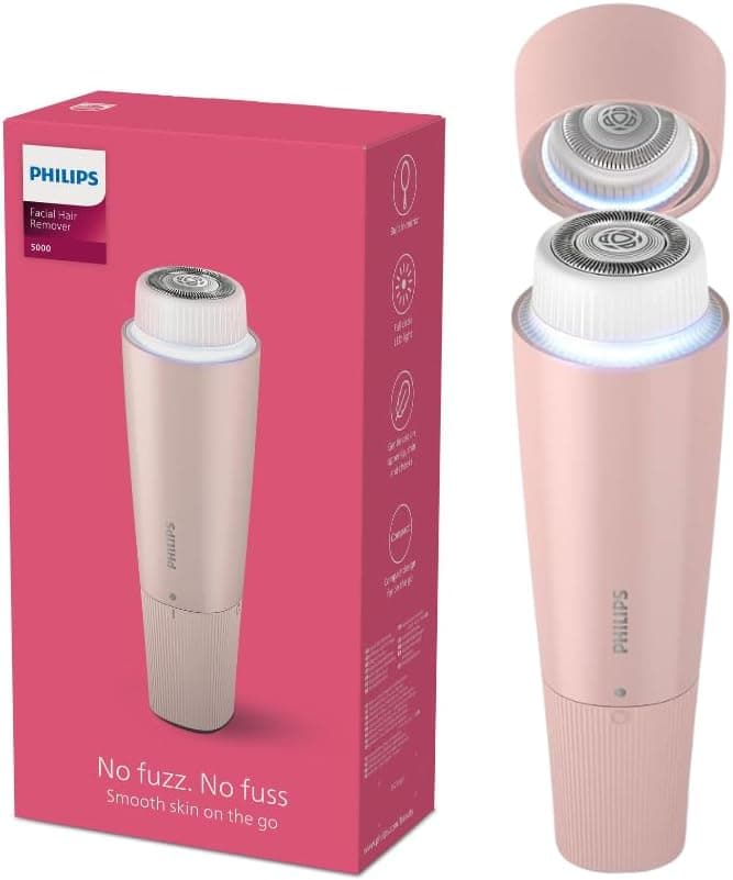 دستگاه اپیلاسیون صورت PHILIPS با سری ضدحساسیت، نور LED تمامدایره، آینه داخلی و تیغههای خودتیزشونده مدل BRR454/00 دستگاه اپیلاسیون صورت PHILIPS با سری ضدحساسیت، نور LED تمامدایره، آینه داخلی و تیغههای خودتیزشونده مدل BRR454/00