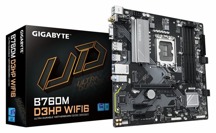 مادربرد Gigabyte B760M D3HP WiFi6 DDR5 (5600MHz) OC M.2 VGA/HDMI/DP PCIe 4.0 1700P mATX مادربرد Gigabyte B760M D3HP WiFi6 DDR5 (5600MHz) OC M.2 VGA/HDMI/DP PCIe 4.0 1700P mATX