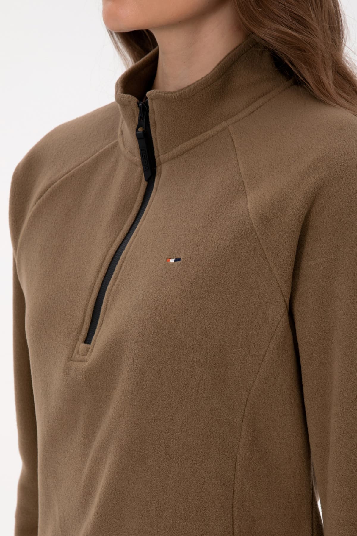 سوئیشرت پولار زنانه U.S. Polo Assn. خاکی یقه ایستاده زیپدار مدل 50316714-VR027 سوئیشرت پولار زنانه U.S. Polo Assn. خاکی یقه ایستاده زیپدار مدل 50316714-VR027