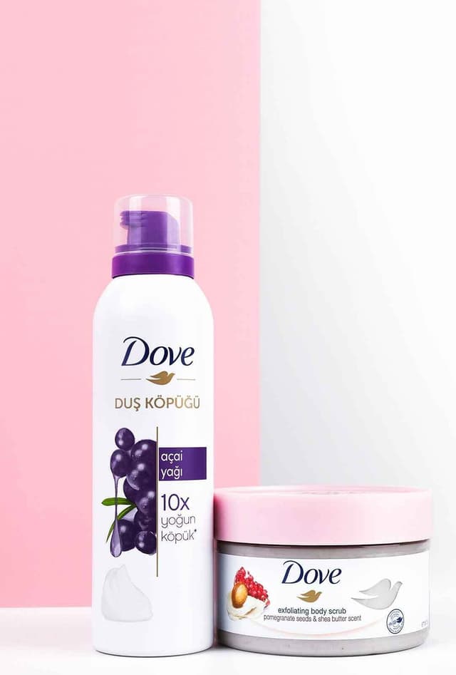 ست اسکراب بدن و فوم دوش Dove با دانه انار و شیباتر 225 ml + روغن آکای 200ml ست اسکراب بدن و فوم دوش Dove با دانه انار و شیباتر 225 ml + روغن آکای 200ml