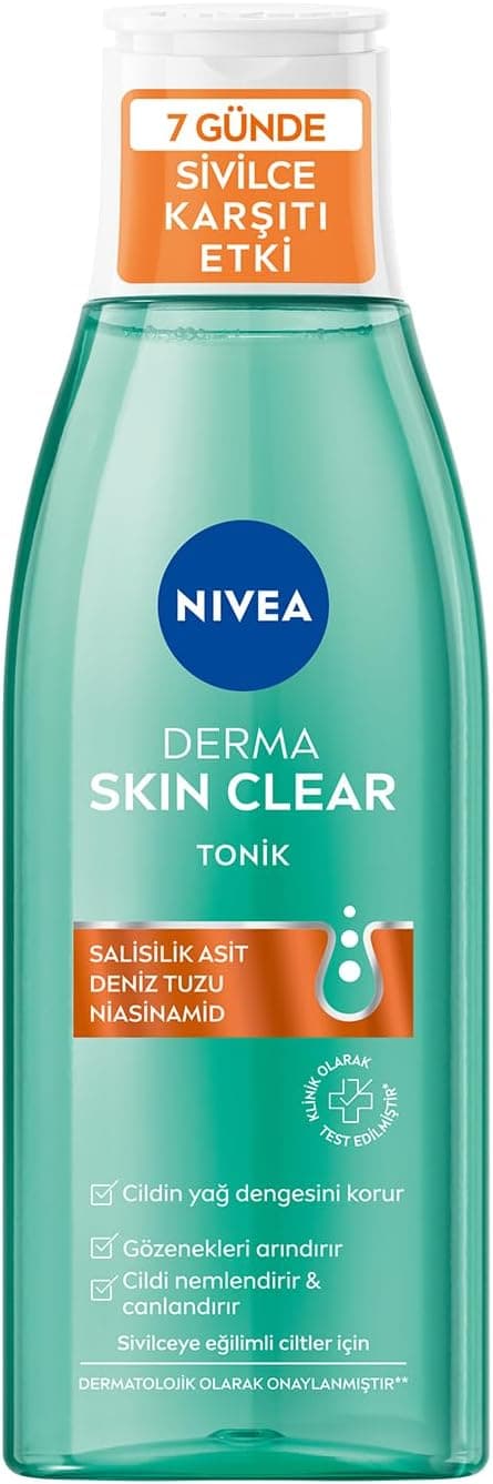 تونیک ضدجوش پوست مستعد جوش NIVEA Derma Skin Clear پاککننده منافذ حاوی اسید سالیسیلیک (BHA)، نمک دریایی و نیاسینامید 200ml تونیک ضدجوش پوست مستعد جوش NIVEA Derma Skin Clear پاککننده منافذ حاوی اسید سالیسیلیک (BHA)، نمک دریایی و نیاسینامید 200ml