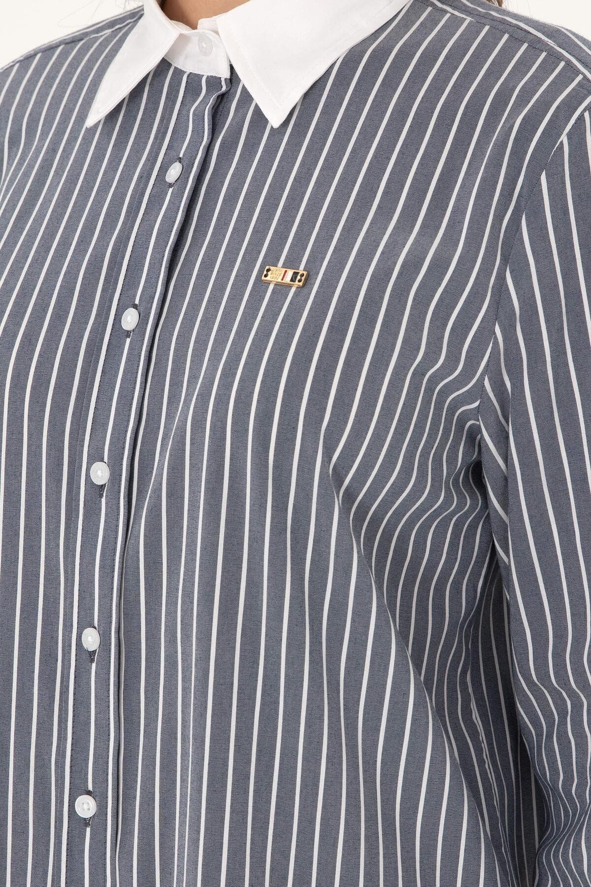 پیراهن تونیک زنانه U.S. Polo Assn. آستین بلند راهراه سرمهای مدل 50297107-VR033 پیراهن تونیک زنانه U.S. Polo Assn. آستین بلند راهراه سرمهای مدل 50297107-VR033