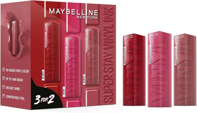 ست 3 عددی رژلب MAYBELLINE SuperStay Vinyl Ink در رنگهای COY، LIPPY و WITTY ست 3 عددی رژلب MAYBELLINE SuperStay Vinyl Ink در رنگهای COY، LIPPY و WITTY