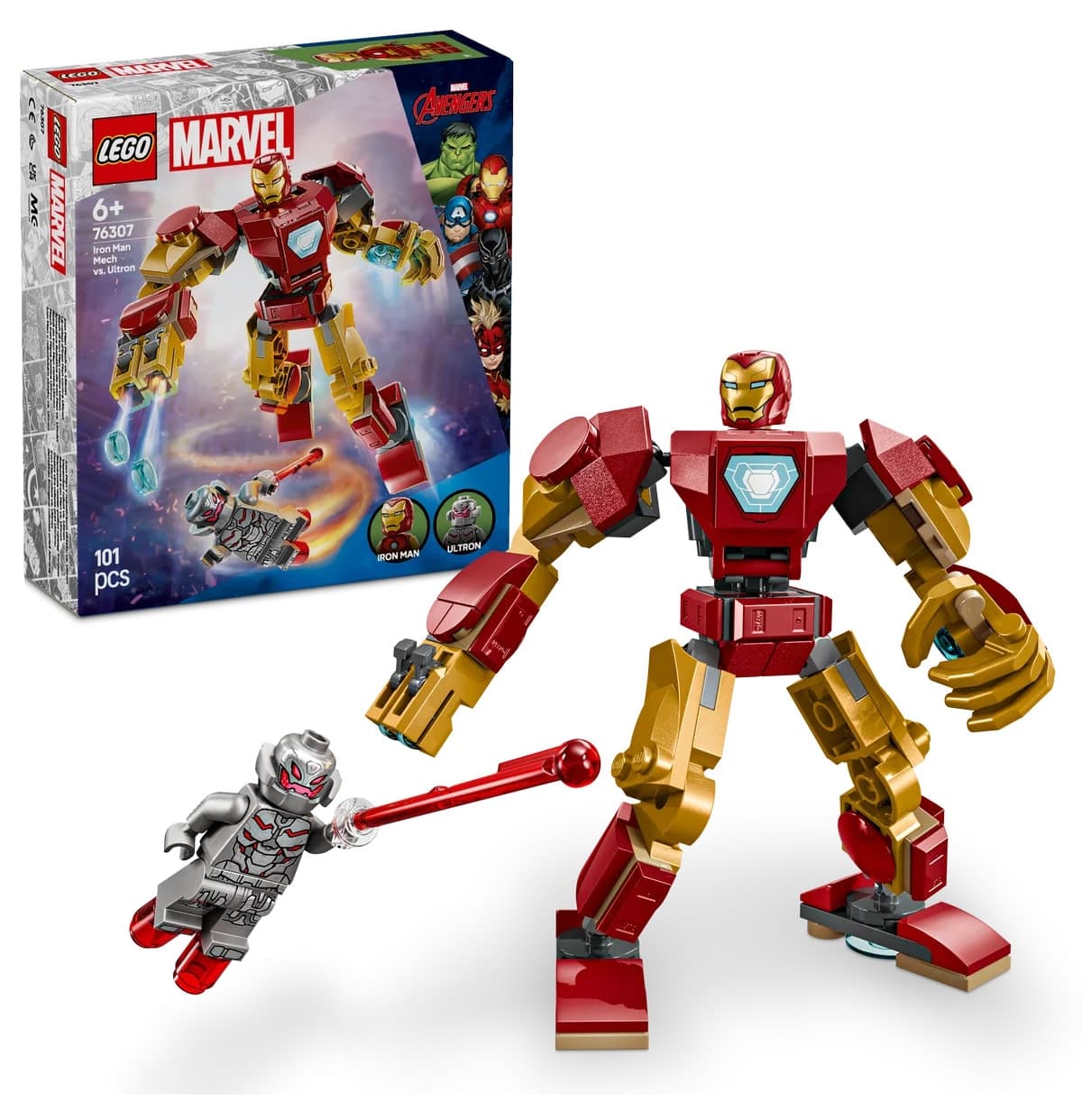 لگو Marvel ربات Iron Man در برابر Ultron برای کودکان مدل 76307، 6+ (101 قطعه) لگو Marvel ربات Iron Man در برابر Ultron برای کودکان مدل 76307، 6+ (101 قطعه)