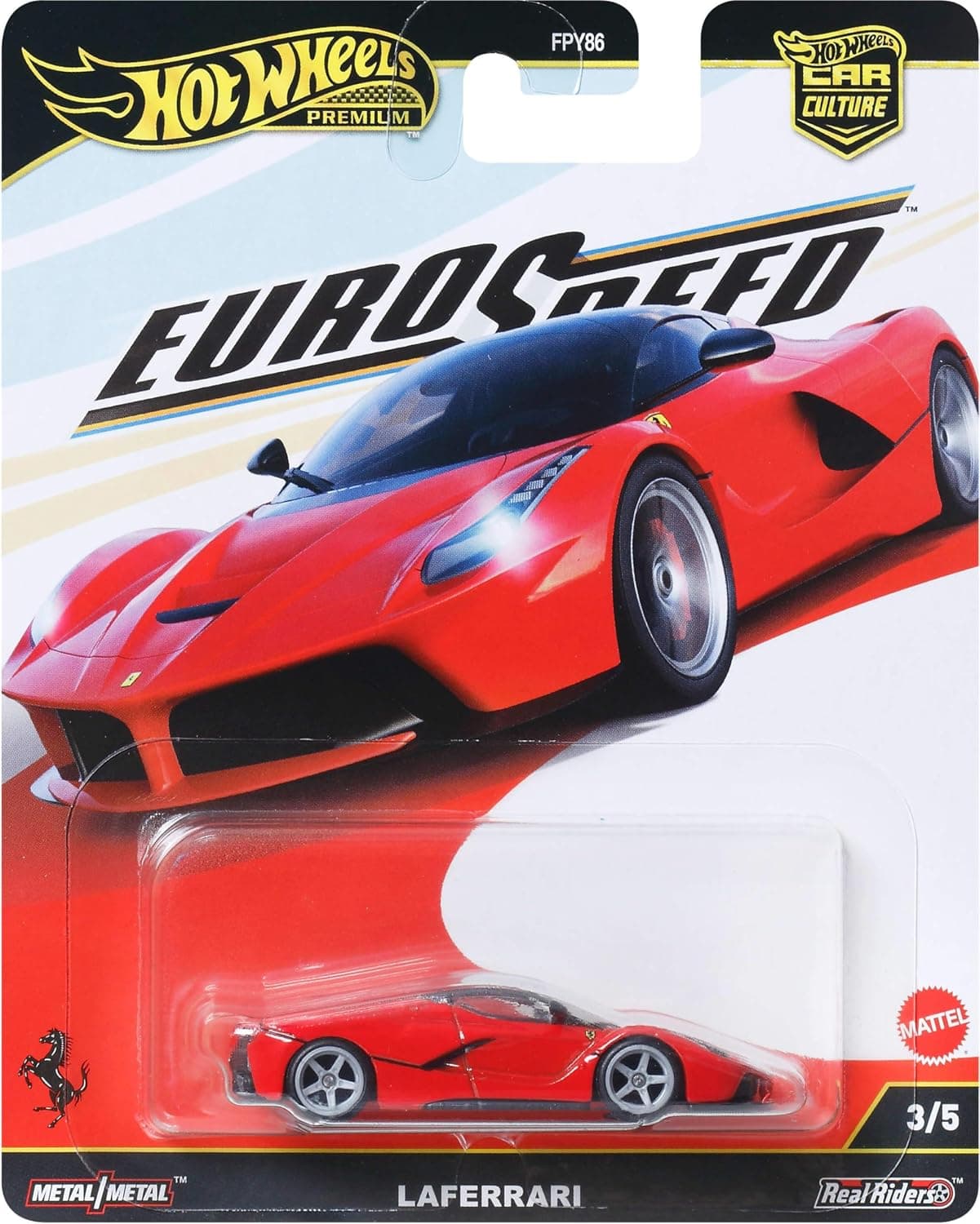 خودروی اسباببازی Hot Wheels LaFerrari از سری Car Culture در مقیاس 1:64 با چرخهای Real Riders و شاسی و بدنه فلزی مدل JBK55 خودروی اسباببازی Hot Wheels LaFerrari از سری Car Culture در مقیاس 1:64 با چرخهای Real Riders و شاسی و بدنه فلزی مدل JBK55