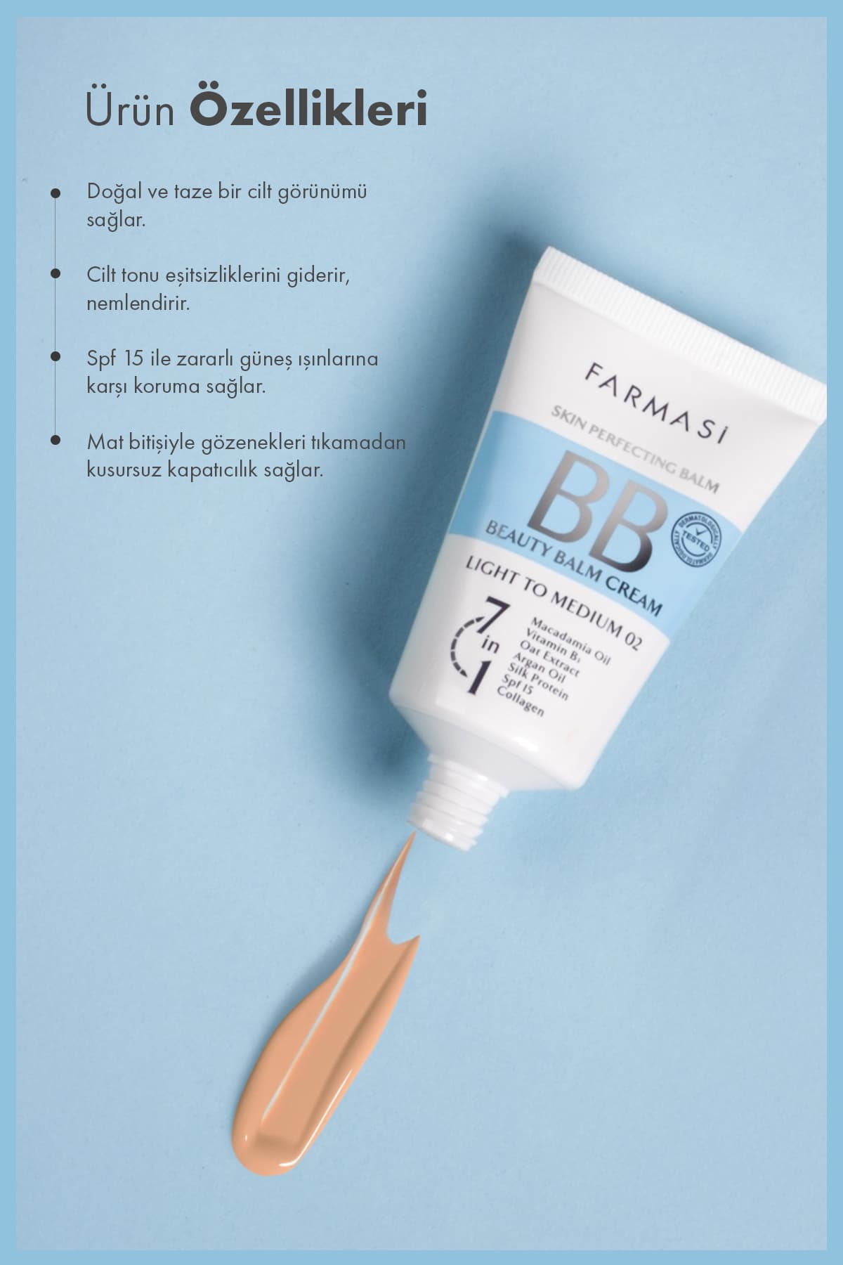 کرم BB Farmasi رنگ روشن تا متوسط شماره 02 50ml کرم BB Farmasi رنگ روشن تا متوسط شماره 02 50ml