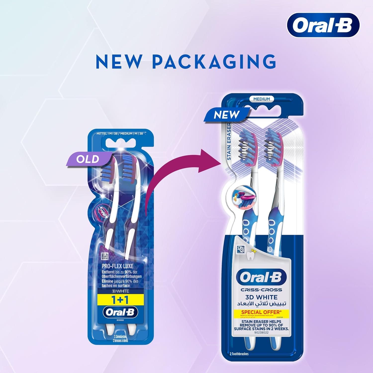 مسواک دستی متوسط Oral-B 3D White Luxe Pro-Flex بسته 2 عددی مسواک دستی متوسط Oral-B 3D White Luxe Pro-Flex بسته 2 عددی