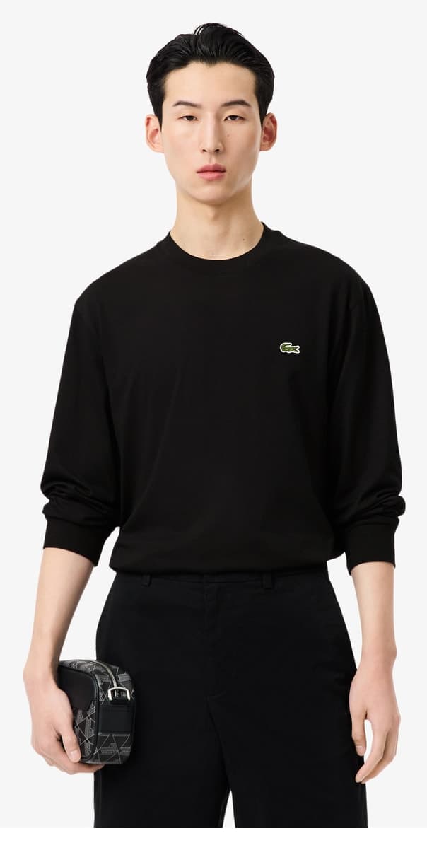 تیشرت مردانه Lacoste فیت کلاسیک آستینبلند یقهگرد مشکی تیشرت مردانه Lacoste فیت کلاسیک آستینبلند یقهگرد مشکی