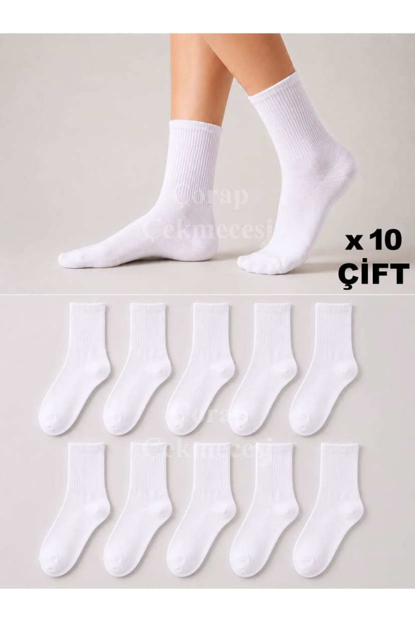 جوراب تنیس مردانه Çorap Çekmecesi سفید ساده 10 تایی جوراب تنیس مردانه Çorap Çekmecesi سفید ساده 10 تایی
