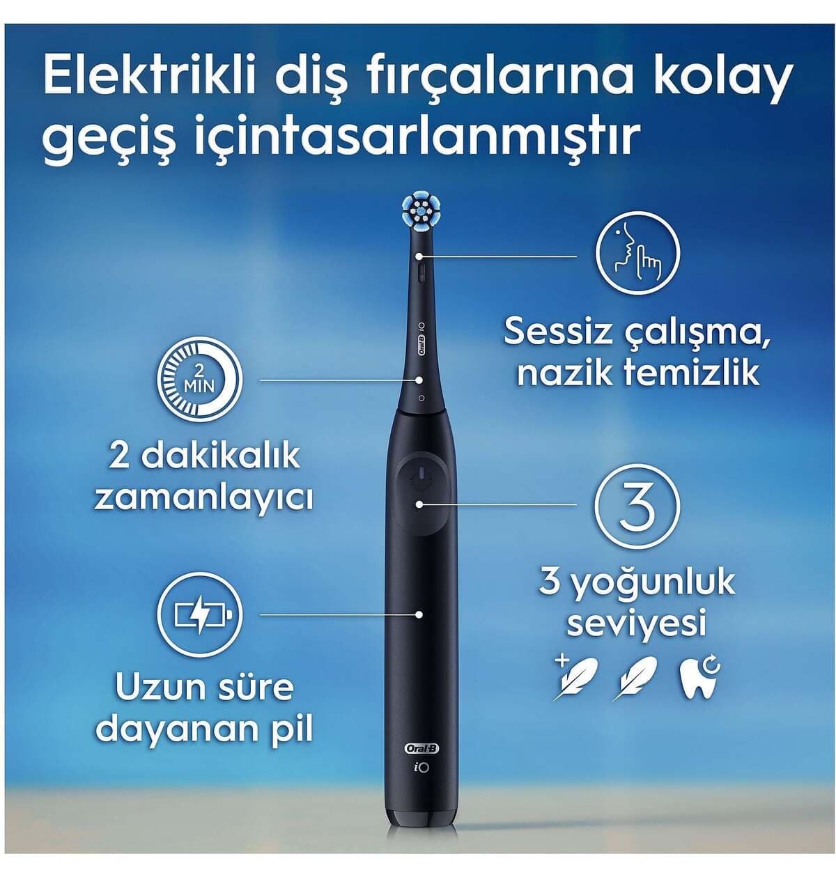 مسواک برقی Oral-B مدل iO2 مشکی شارژی با 2 سر یدکی مسواک برقی Oral-B مدل iO2 مشکی شارژی با 2 سر یدکی