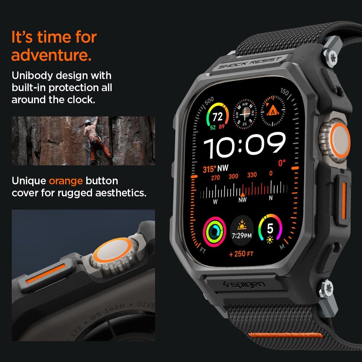 قاب و بند ساعت سازگار با Apple Watch 49mm Ultra 4/3/2/1 برند Spigen مشکی مات Lite Fit Pro مدل ACS07104 قاب و بند ساعت سازگار با Apple Watch 49mm Ultra 4/3/2/1 برند Spigen مشکی مات Lite Fit Pro مدل ACS07104