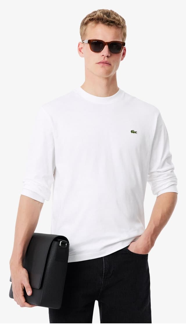 تیشرت مردانه Lacoste یقهگرد آستینبلند فیت کلاسیک سفید تیشرت مردانه Lacoste یقهگرد آستینبلند فیت کلاسیک سفید