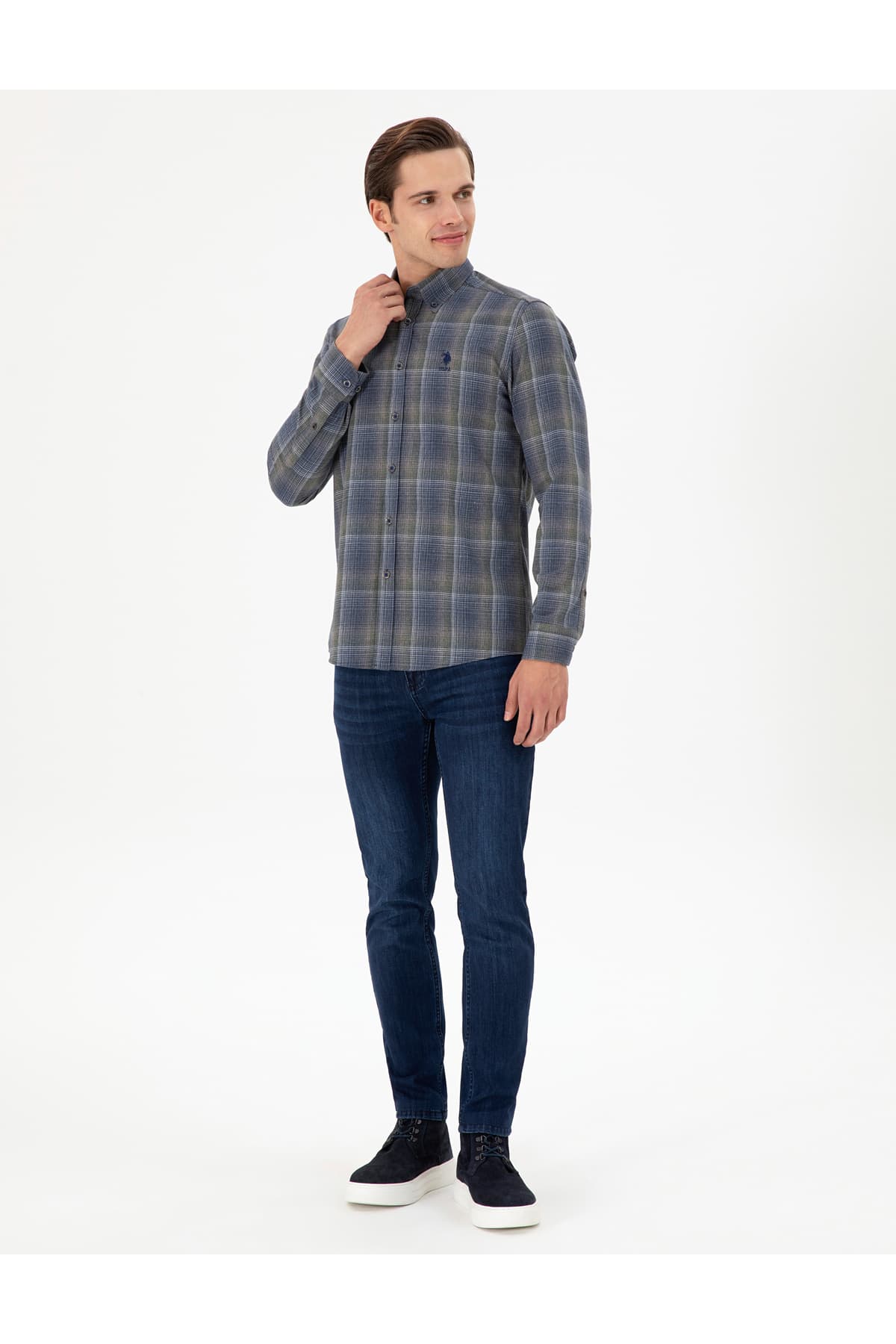 پیراهن مردانه U.S. Polo Assn. سبز تیره آستین بلند مدل 50293480-VR079 پیراهن مردانه U.S. Polo Assn. سبز تیره آستین بلند مدل 50293480-VR079