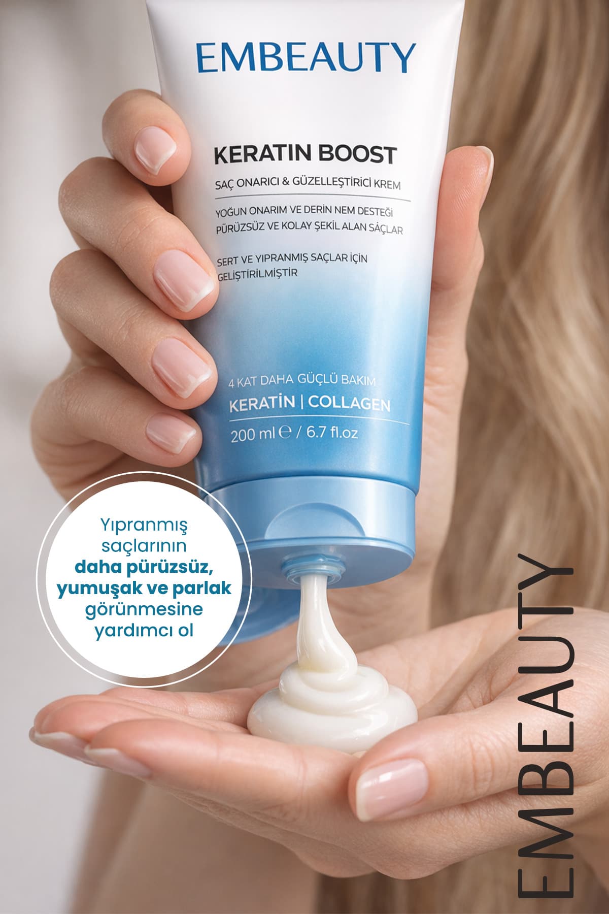 کرم مراقبت مو Embeauty ترمیمکننده و حجمدهنده Keratin Boost 200 ml کرم مراقبت مو Embeauty ترمیمکننده و حجمدهنده Keratin Boost 200 ml