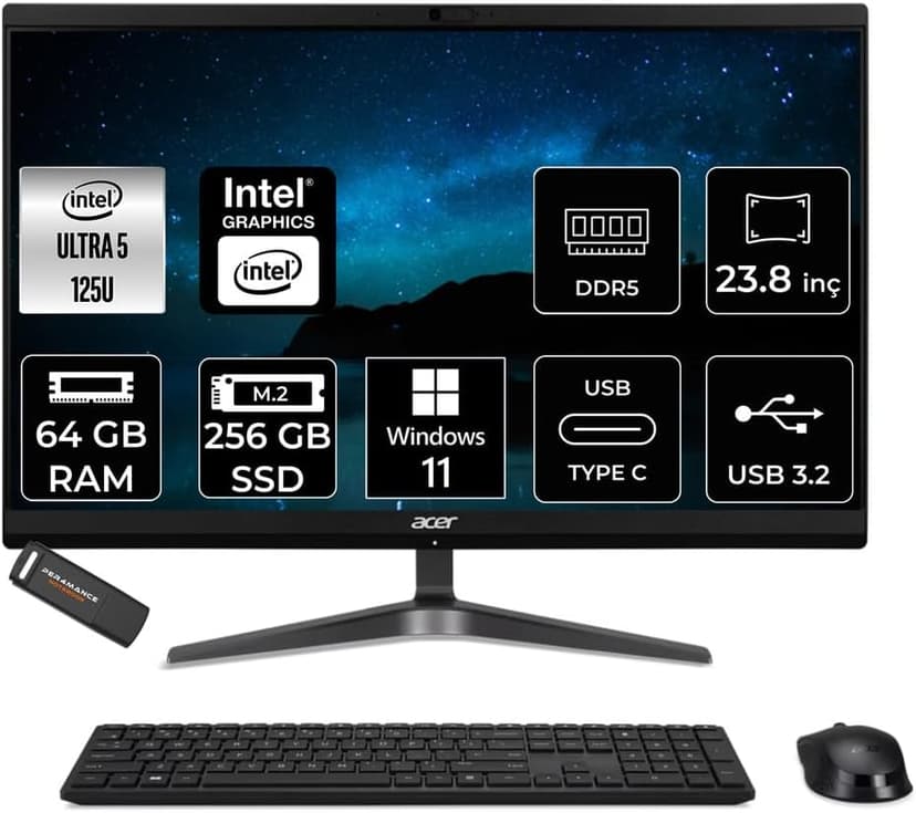 کامپیوتر همهکاره Acer Veriton Ultra 5 125U 64GB 256GB SSD 23.8 اینچ FHD ویندوز 11 پرو کامپیوتر همهکاره Acer Veriton Ultra 5 125U 64GB 256GB SSD 23.8 اینچ FHD ویندوز 11 پرو