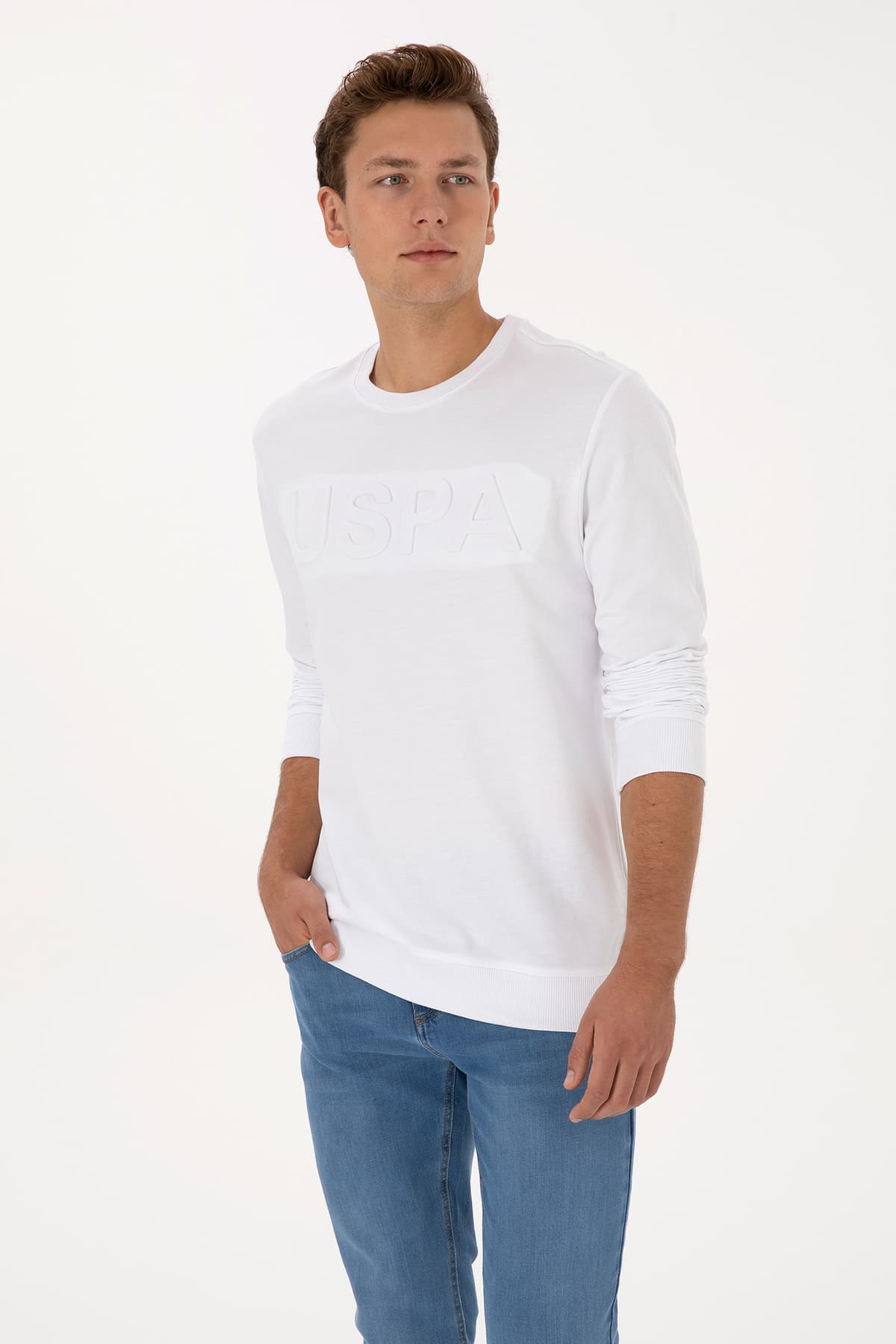 سوئیشرت مردانه U.S. Polo Assn. فیت معمولی یقه گرد سفید مدل 50307793-VR013 سوئیشرت مردانه U.S. Polo Assn. فیت معمولی یقه گرد سفید مدل 50307793-VR013