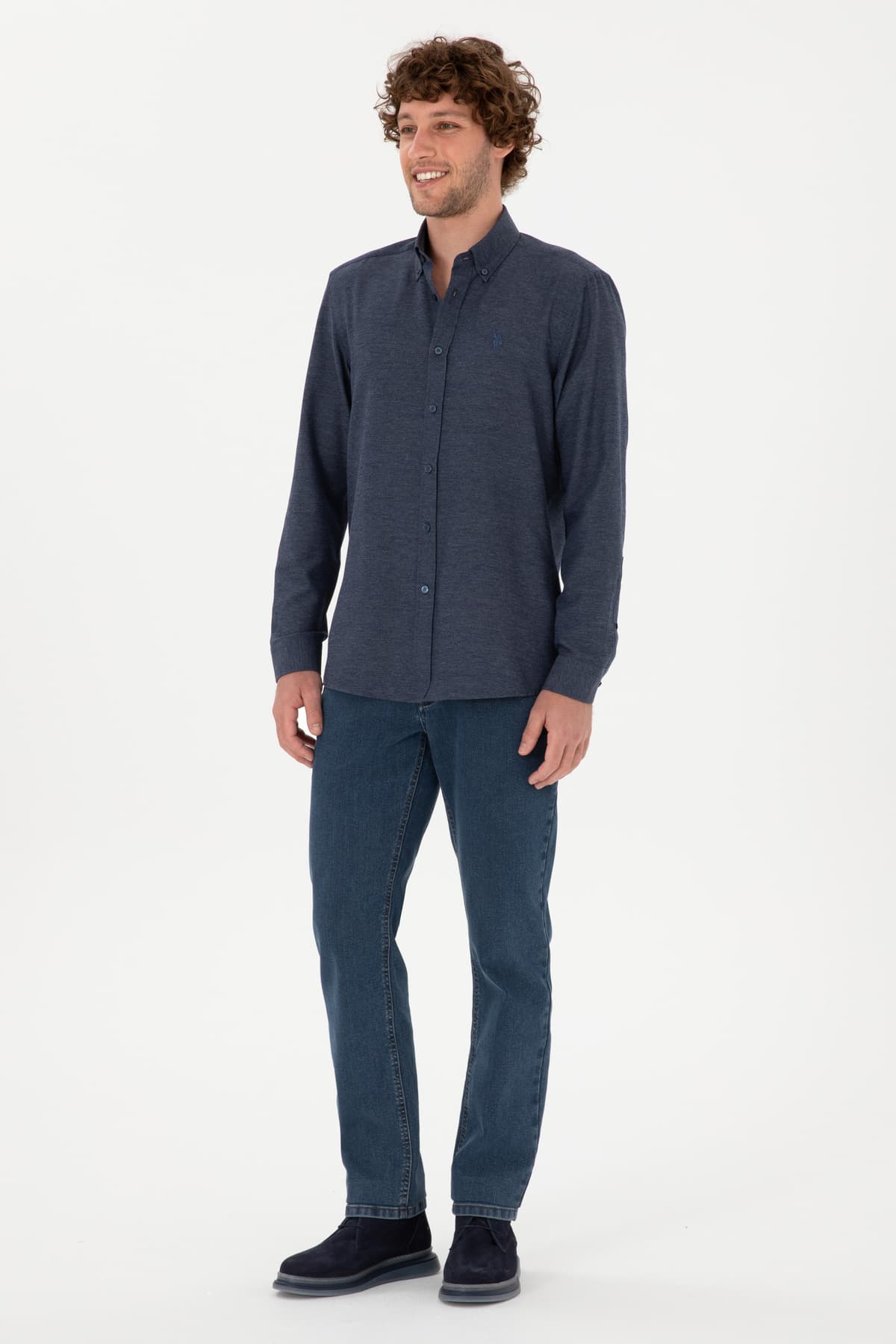 پیراهن مردانه U.S. Polo Assn. نیلی آستین بلند ساده مدل 50316723-VR028 پیراهن مردانه U.S. Polo Assn. نیلی آستین بلند ساده مدل 50316723-VR028