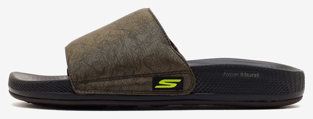 دمپایی مردانه Skechers خاکی HYPER SLIDE TOPOGRAPHIC مدل 229137 OLBK دمپایی مردانه Skechers خاکی HYPER SLIDE TOPOGRAPHIC مدل 229137 OLBK