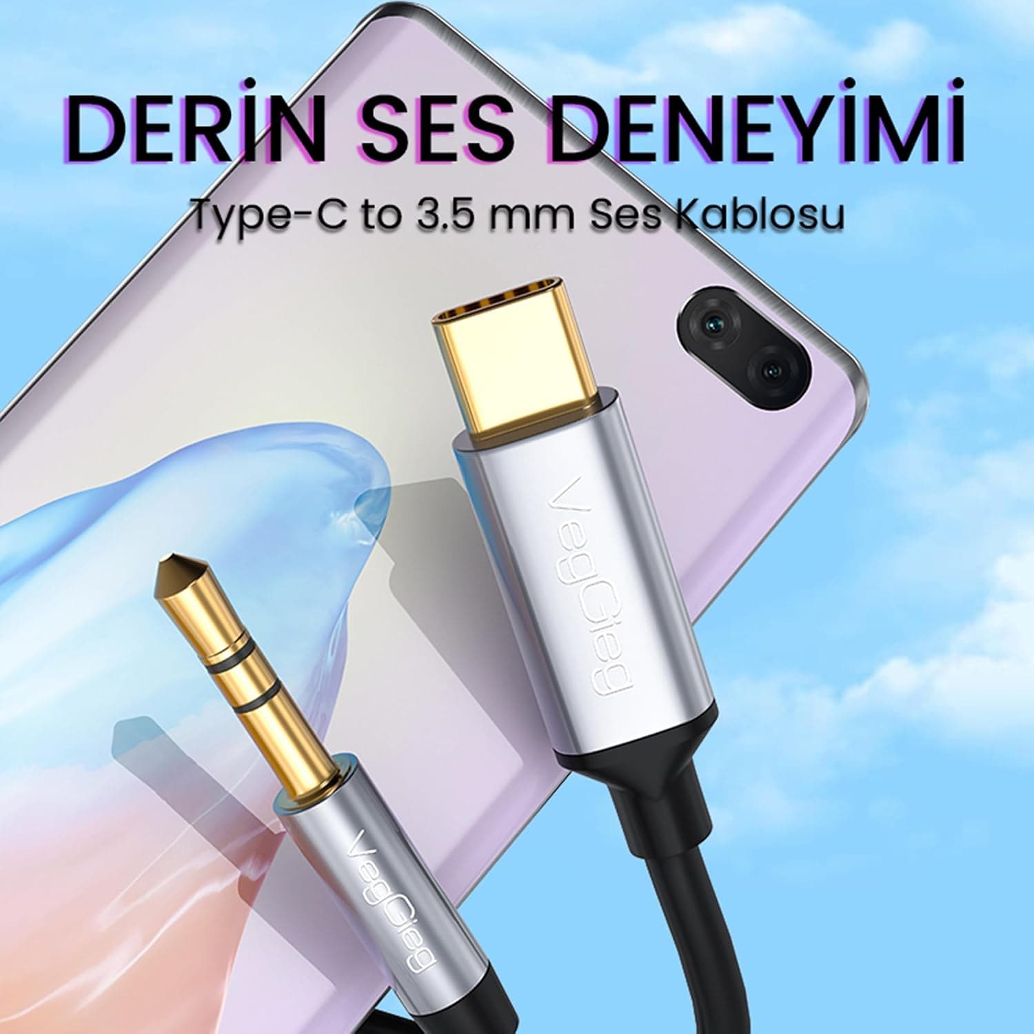 کابل صوتی مردانه VegGieg با اتصال USB Type-C به 3.5mm Aux Hi-Fi یک متری کابل صوتی مردانه VegGieg با اتصال USB Type-C به 3.5mm Aux Hi-Fi یک متری
